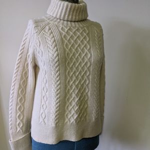 Madewell cozy white wool / alpaca cable sweater
